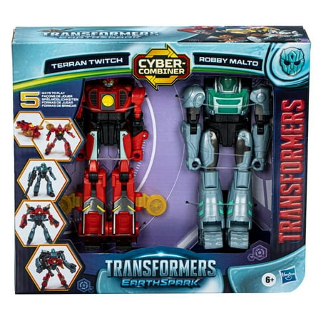 Transformers EarthSpark Cyber-Combiner Terran Twitch & Robby Malto Action Figures, Converting Robot Toys, Christmas Gifts for Kids, 6+