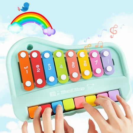 Winter Savings Clearance! SuoKom 2 In 1 Baby Piano Xylophone Toy For Toddlers 1-3 Years Old, 8 Multicolored Key Keyboard Xylophone Piano, Preschool Educational Musical Learning Instruments Toy