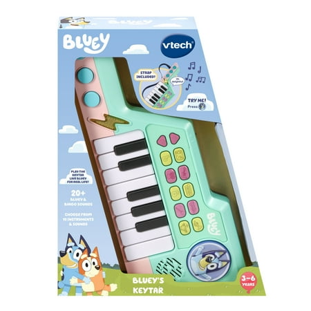 VTech Bluey Bluey's Keytar Bluey Bluey Toy Musical Instruments with Accessories Included, Baby and Toddler Toys