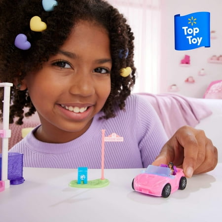 Barbie Mini BarbieLand Doll & Vehicle Set with 1.5-inch Doll & Convertible Car with Color-Change