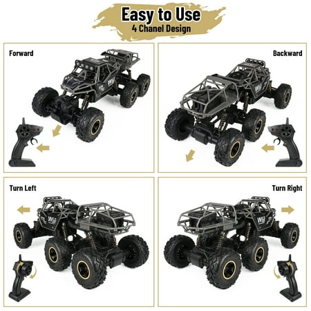 Wisairt 1:12 Large RC Cars with 6 Wheels,4WD Large Remote Control Monster Truck 2.4 GHz Alloy RC Cars for Kids Adults Aged 6 + Birthday Christmas Gifts