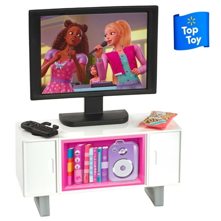 Barbie World Game Room Set with 19 Dollhouse Accessories Including Furniture, Foosball Table & Pets