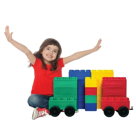 BiggoBlocks Jumbo Blocks — Big Blocks for Kids Ages 3-8 — Indoor & Outdoor Blocks for Kids Jumbo Games — Large Building Blocks (24 pc with 2 cars) Big City Set