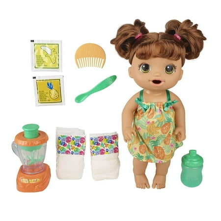 Baby Alive: Magical Mixer Baby 10-Inch Doll Brown Hair, Green Eyes Kids Toy for Boys and Girls