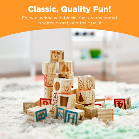 Best Choice Products 40-Piece Kids Wooden ABC Block Set, Building Education Alphabet Letters STEM Toy w/ Case