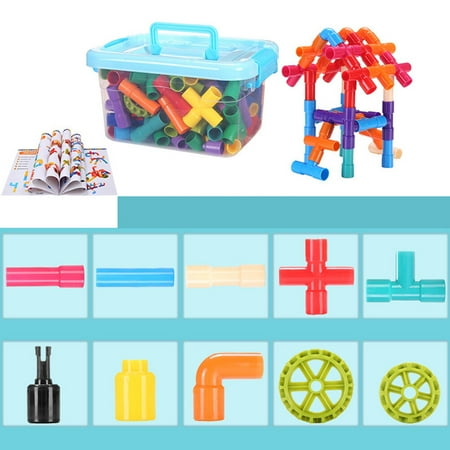 1 Set 48pcs Pipeline Building Blocks Puzzle Assembly Toy Educational Plaything with A Small Storage Box for Kids