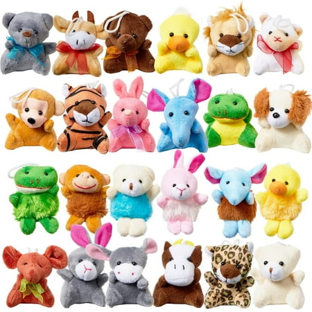 SYNCFUN 24 Pcs Party Favors for Kids 3" Mini Stuffed Animals Bulk Cute Small Plush Toys, Pinata Fillers, Animals Keychain Decoration for Boys Girls, Teacher Student Gifts Prizes, Birthday Supplies