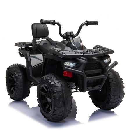 2 Seater 24V Kids Ride on Electric ATV Quad w/ 400W Powerful Engine, 9AH Large Battery Powered 4 Wheeler w/ 4 Spring Suspension Music 4.9mph Max for 3-8 Years, Black