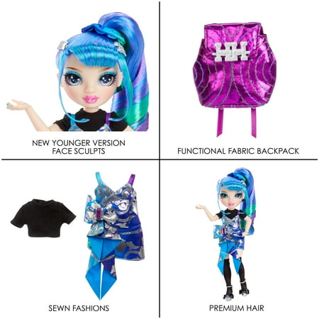 Rainbow Jr High Special Edition Holly De’Vious, 9" Blue and Green Posable Fashion Doll, Accessories, Soft Backpack. Toy Gift Kids Ages 4-12