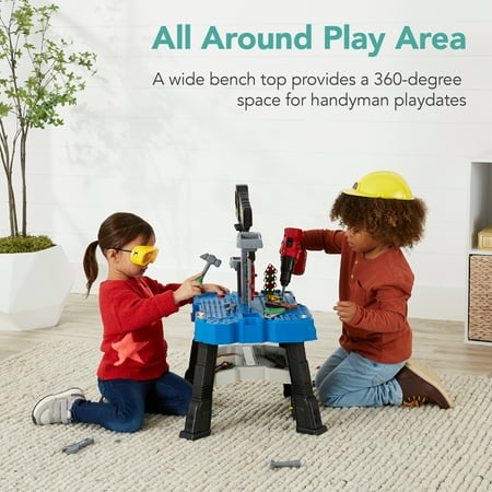 Best Choice Products Pretend Play Kid's Workbench, Child's Construction Toy Set w/ 150 Accessories, Electric Drill