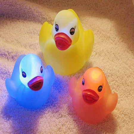 5Pcs/Set Cute LED Flashing Light Floating Duck Bath Tub Shower Rubber Toy for Kids