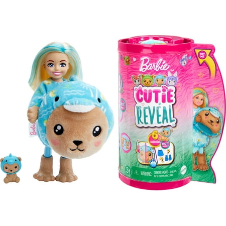 Barbie Cutie Reveal Costume-Themed Series Chelsea Small Doll & Accessories, Teddy Bear as Dolphin