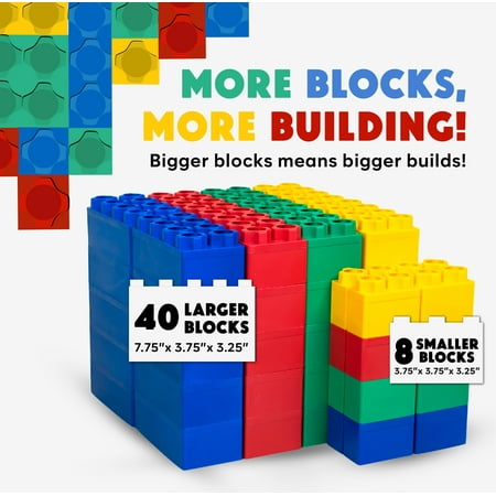 BiggoBlocks Jumbo Blocks — Big Blocks for Kids Ages 3-8 — Indoor & Outdoor Blocks for Kids Jumbo Games — Large Building Blocks (48 pc) Learner Set