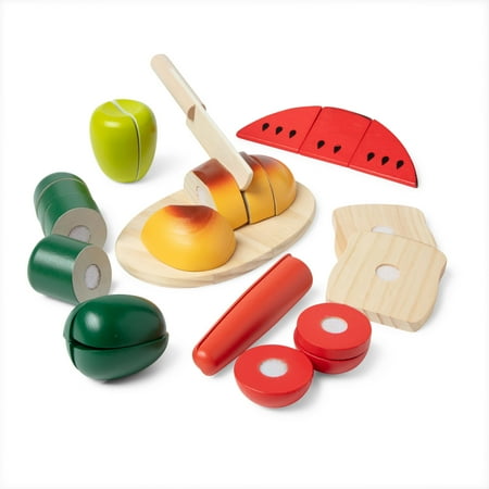 Melissa & Doug Cutting Food Play Food Set With Wooden Pieces, Knife, Cutting Board