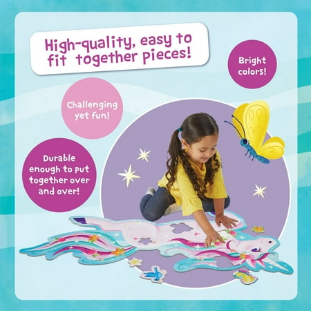 Peaceable Kingdom Shimmery Unicorn Floor Puzzle, 2' x 3' Floor Puzzle, 44 Pieces Floor Puzzle for Kids