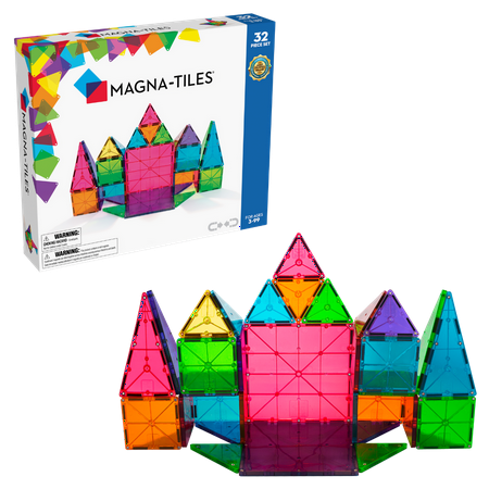 Magna-Tiles 32-Piece Clear Colors Set, The Original Award-Winning Magnetic Building Tiles