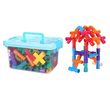 1 Set 48pcs Pipeline Building Blocks Puzzle Assembly Toy Educational Plaything with A Small Storage Box for Kids