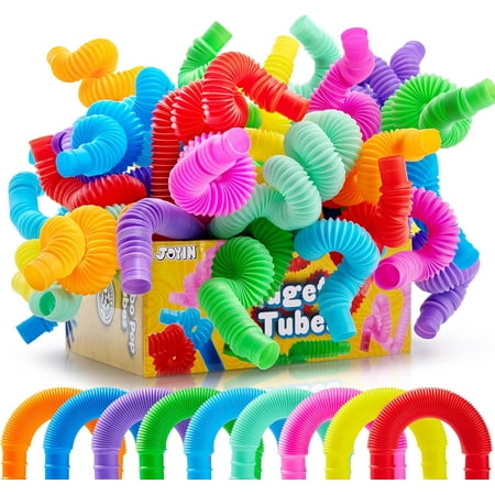 SYNCFUN 9 Pack Large Pop Tubes Sensory Toys Up to 27.5" Fidget Tubes Party Favors for Kids Connectable & Extendable Stress and Anxiety Relief Stretchy Toys for Boys Girls