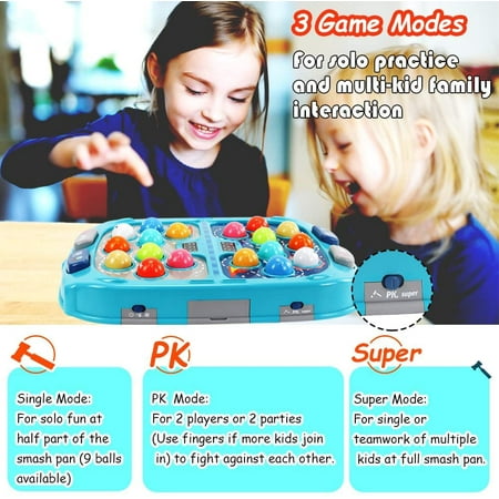 Whack A Mole Game, Toys for 5 Year Old Boys, Hammer Toy, Interactive Educational Toys, Early Developmental Toys for Kids, PK Mode for 2 Kids, Large Size, Pounding Toy with Light and Sound, 2 Hammers