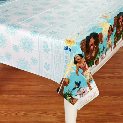 amscan Disney Moana Design Plastic Table Cover-1pc, Blue/Brown, 54" x 96"