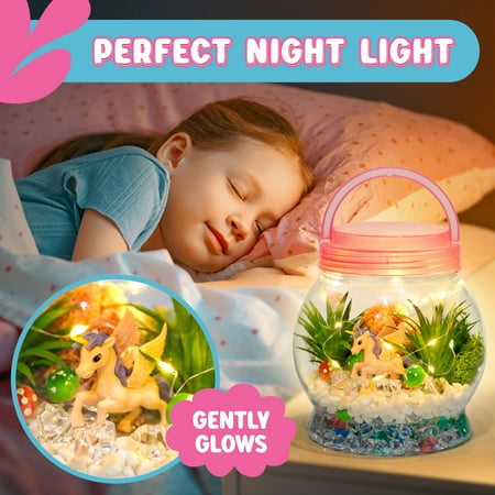 Hot Bee Light Up Unicorn Terrarium Kit for Kids, Unicorns Gifts for Girls - Unicorn Toys & Stuff, Arts & Crafts Kits, 6 Year Old Girls Birthday Christmas Gifts Ages 5 7 8