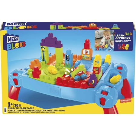 MEGA BLOKS Build ‘n Learn Table Activity Building Block Set, Learning Toy for Toddlers