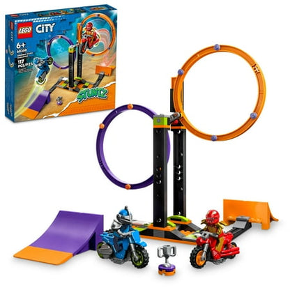 LEGO City Stuntz Spinning Stunt Challenge 60360 - 1 or 2 Player Tournaments with Flywheel-Powered Motorcycle Toys, Features 2 Minifigures and Ramps, Fun Gift Set Idea for Boys, Girls, or Kids Ages 6+