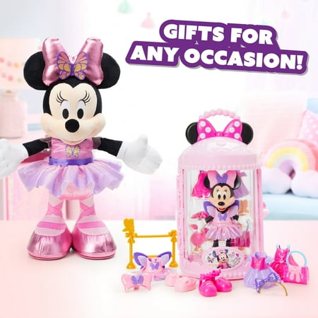 Disney Junior Minnie Mouse Fabulous Fashion Ballerina Doll, 13-piece Doll and Accessories Set, Kids Toys for Ages 3 up