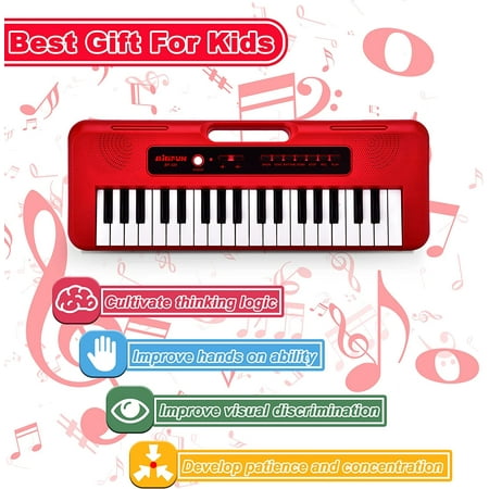 XTeduToys Kids Piano Keyboard, 37 Keys Piano for Kids Musical Piano with Microphone Portable Learning Educational Christmas Birthday Gift Toys for 3 4 5 6 7 8 Years Old Girls Boys Beginners (Red)