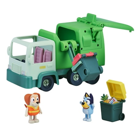 Bluey, Garbage Truck Vehicle Playset, Bluey and Bin Man 2.5-3 inch Figures and Accessories, Child 3+