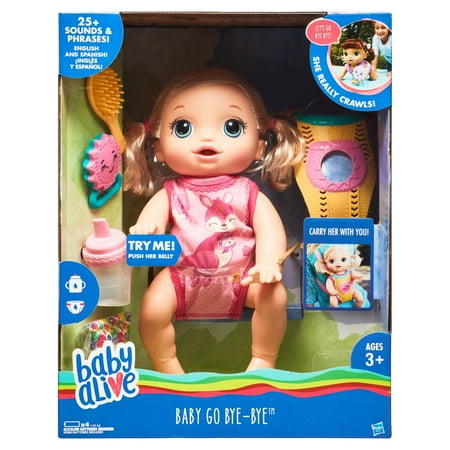 Baby Alive Baby Go Bye Bye Blonde Doll, 30+ Phrases -English & Spanish