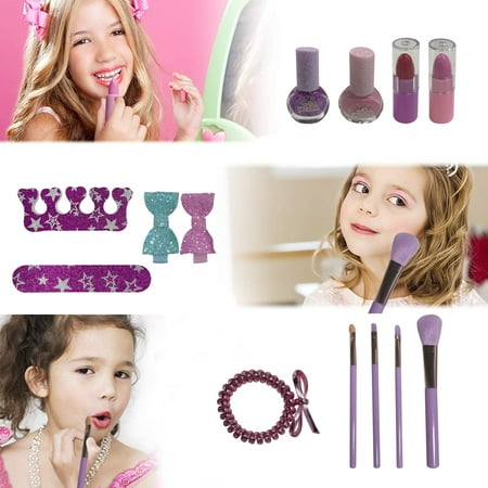 38 Pcs Real Little Princess Makeup Set, Kids Real Washable Make Up Toy Cosmetic Pretend Play Set with Brush Birthday Gifts for Girls , Non Toxic, Pink