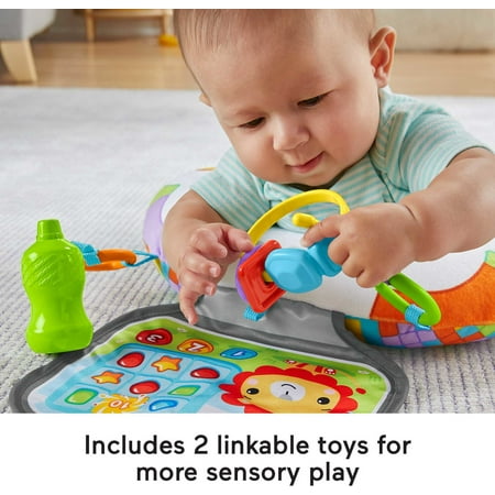 Fisher-Price Littlest Gamer Tummy Wedge with 2 Linkable Baby Toys for Newborns