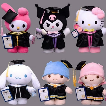 35cm Kawaii Sanrio Anime Hobby My Melody Black Beauty Cinnamon Roll Hello Kitty Graduation Large Plush Doll