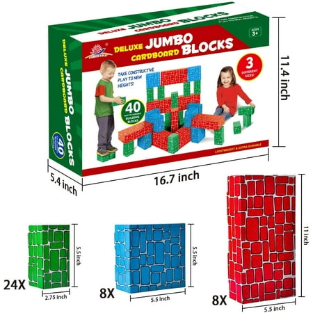 Exercise N Play Cardboard Building Blocks (40 Pieces)