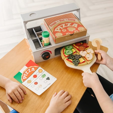 Melissa & Doug Top & Bake Wooden Pizza Counter Play Set (41 Pcs) - FSC Certified