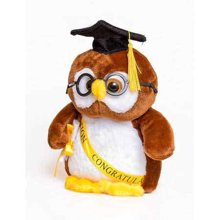 10" Brown Owl Graduation Commencement Plush with Cap and Diploma in Hand - the Perfect Present For Your Grad