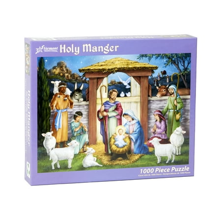 Vermont Christmas Company Holy Manger Jigsaw Puzzle - Christmas Jigsaw Puzzles for Adults 1000 Pieces - Fully Interlocking & Randomly Shaped 1000 Piece Puzzle for Adults (26 5/8” x 19 1/4”)