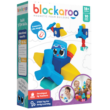 Blockaroo Builders Plane Building Blocks Bath Toy, STEM Toy for Kids