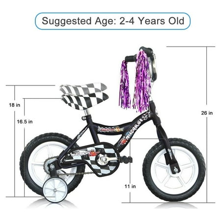 12 inch Kids Bike for 2-4 Years Old Kids, EVA Tires and Training Wheels