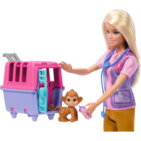 Barbie Animal Rescue & Recovery Playset with Blonde Doll, 2 Animal Figures & Accessories