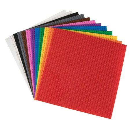 Strictly Briks Brick Construction Stackable Baseplates - 12 Baseplates Included (10" x 10", 32 x 32 pegs) 12 Rainbow Colors