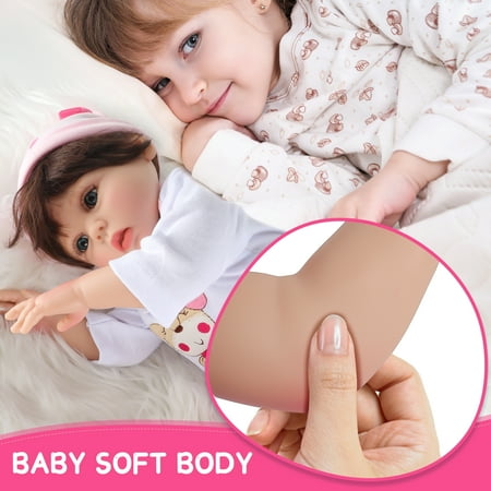 WLRETMCI Reborn Baby Dolls,17 Inch Newborn Baby Realistic Dolls Full Vinyl Body Silicone Lifelike Baby Dolls, Baby Girls Kids Toys, Christmas Gifts for Kids Girls Age 2 3 4 5 6+