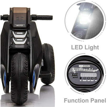 6V Ride On Motorcycle, YOFE Electric Motorcycle for Kids Age 2-6, Battery Powered Kids Electric Motorcycles with Music Playback, Ride On Toys Motorcycle with 3 Wheels for Boys Girls, Black, R1895