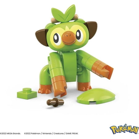 MEGA Pokemon Building Toy Kit Grookey (15 Pieces) with 1 Action Figure and Ball for Kids