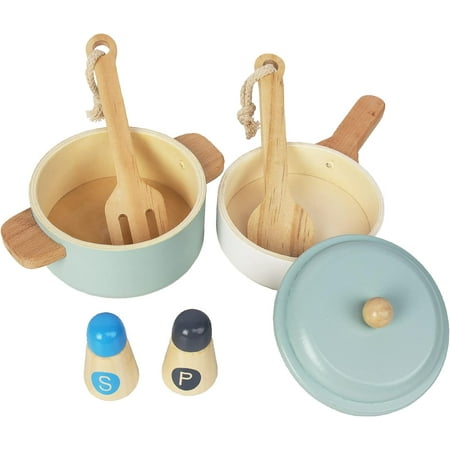 WoodenEdu Premium Toddler Play Kitchen Toys, Wooden Kitchen Utensils, Accessories for Pretend Play Kitchen Set, Montessori Learning Toy, Pretend Cooking Playset, Gift for 3+