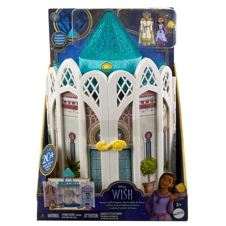 Disney’s Wish Rosas Castle Playset, Dollhouse with 2 Posable Mini Dolls, Star Figure & 20 Accessories