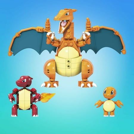 MEGA Pokémon Charmander Set with 3 Action Figures (300 Pieces) for Kids, Plastic