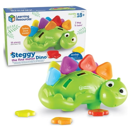 Learning Resources Steggy the Fine Motor Dino - 11pieces, Boys and Girls Ages 18 months to 3+ years, Toddler Learning Toys, Sensory Toys