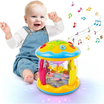 Shayson Baby Toys 6 to 12 Months +, Ocean Rotating Star Light Projector, Tummy Time Musical Learning Toys for 1 2 Years Old Toddlers, Early Education with Light & Sound, Gift for Baby Infant